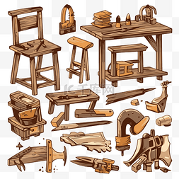 木工剪贴画家具工具为工匠和工艺