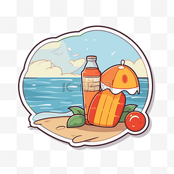 海滩剪贴画图片_海滩剪贴画上的饮料和饮料的贴纸