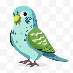 绿色可爱卡通矢量图片_长尾小鹦鹉剪贴画可爱的绿色和蓝
