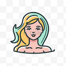 长头发和脸标志的女人 向量