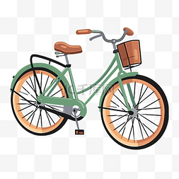 自行车剪贴画绿色老式自行车矢量