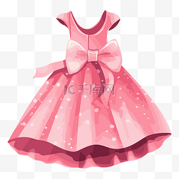 粉色连衣裙剪贴画，一个带有大蝴