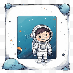 儿童太空主题方形单相框可爱宇航