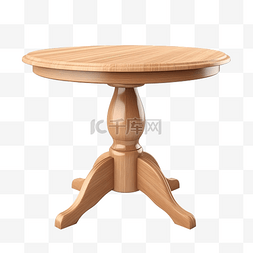 木桌 3d 插图