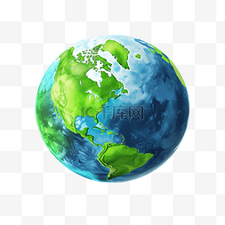 绿色和蓝色的地球插画