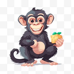 礼品盒和图片_黑猩猩剪贴画可爱的黑猩猩与礼品