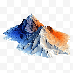 蓝色和橙色山模型在背景上与生成