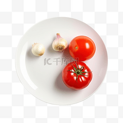 盘子水果图片_将洋葱和番茄切片放在盘子上