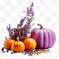 植物花卉花草组合图片_创意秋季感恩节组合与装饰性橙色