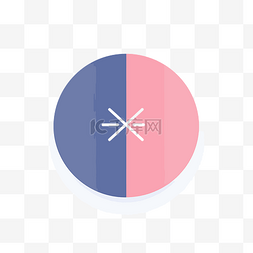 十字图标上的蓝色和粉色圆圈按钮