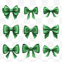 绿色蝴蝶结或丝带装饰蝴蝶结 3d 