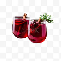 红酒图片_圣诞树枝附近的蔓越莓饮料杯和肉