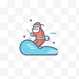 滑雪高清图片图片_圣诞老人在薄薄的轮廓上滑雪 向