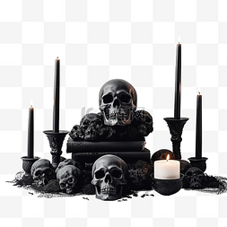 万圣日图片_女巫桌上的黑色蜡烛橹神秘占卜和