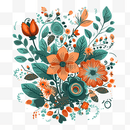 彩色花卉背景图片_花卉剪贴画彩色绘图在白色背景与
