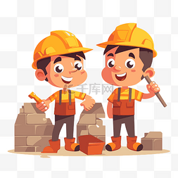建筑工具图片_建筑工人剪贴画卡通建筑工人男孩