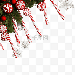 圣诞拐杖糖和木质表面的装饰