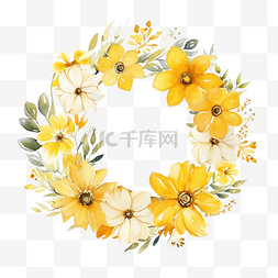 黄色飞溅水彩花花环