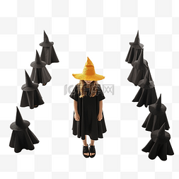 怪异的人图片_身穿黄色连衣裙头戴黑色女巫帽的