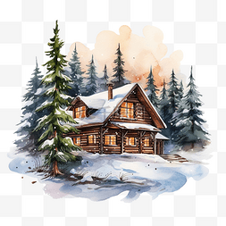 下雪图片下雪天气图片_有雪和松树的房子