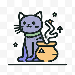猫拿着一个神奇的罐子 向量