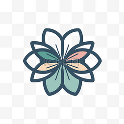 极简花瓣图片_带有彩色花瓣和叶子的花卉标志 