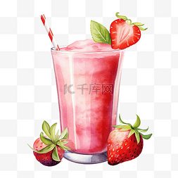 可口草莓图片_水彩冰沙草莓剪贴画