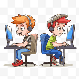 学生使用电脑图片_计算机上的学生 向量