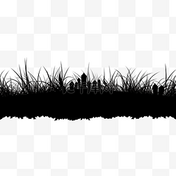 庭园图片_万圣节鬼墓地装饰的黑草边框轮廓