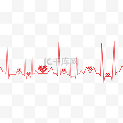 心跳心电图红色爱心装饰