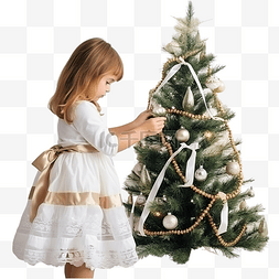 一个穿着漂亮裙子的小女孩在圣诞