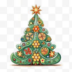 皮格马利翁图片_复古圣诞树，带有花环嬉皮风格