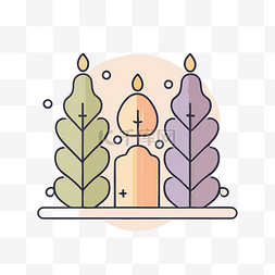 圣周的蜡烛和点燃的图标 向量