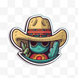 墨西哥牛仔的形象戴着帽子和太阳