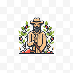 苹果界面设计图片_标志设计中带苹果和草帽的农民 