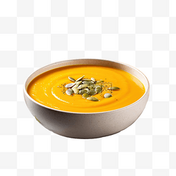 用餐图片_前视图简单的南瓜汤，灰桌上放着
