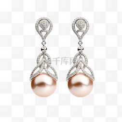 珍珠耳环与钻石 PNG