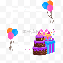 生日相册元素图片_生日宝丽来相框气球蛋糕装饰