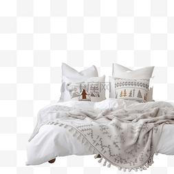 家庭床图片_卧室里有一张斯堪的纳维亚风格的