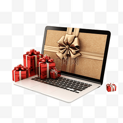 互联网商城图片_圣诞节网上购物销售带礼物的笔记