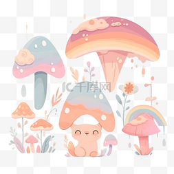 快时尚图片_童趣风格的彩虹雨时尚插画