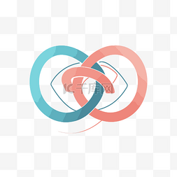 红色界面设计图片_圆圈中的两个红色和蓝色丝带状链