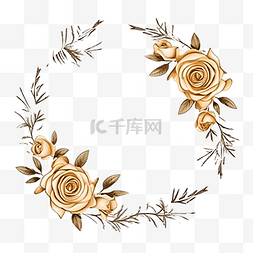 十二月你好图片_最小的金色玫瑰涂鸦花环框架