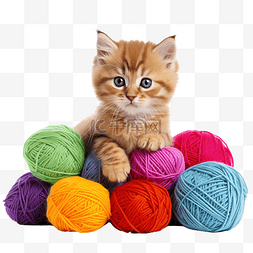 毛线背景图片_可爱的猫与针织和毛线球
