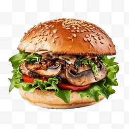 芝士图片_美味的蘑菇汉堡