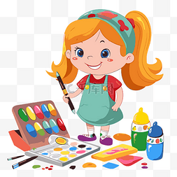 学龄前儿童剪贴画卡通女孩围裙绘