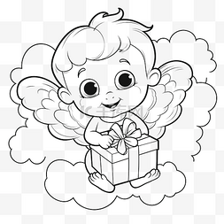 云上的男孩图片_云上勾勒出的可爱丘比特婴儿卡通