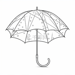 白色背景线条画上的雨伞