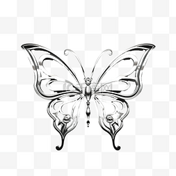 镀铬风格的蝴蝶纹身艺术符号
