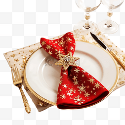 餐巾纸上配有叉勺和刀的圣诞餐桌